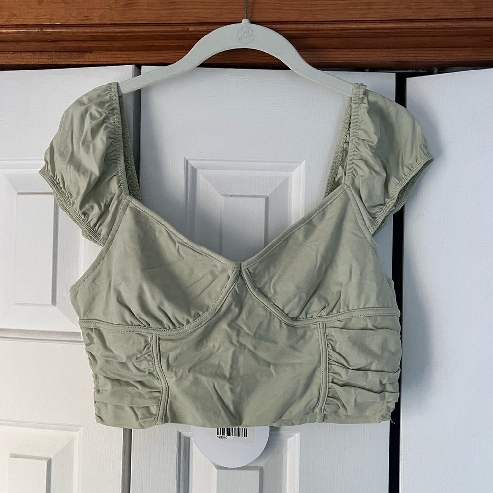 Princess Polly Light Green Ruched Crop Top